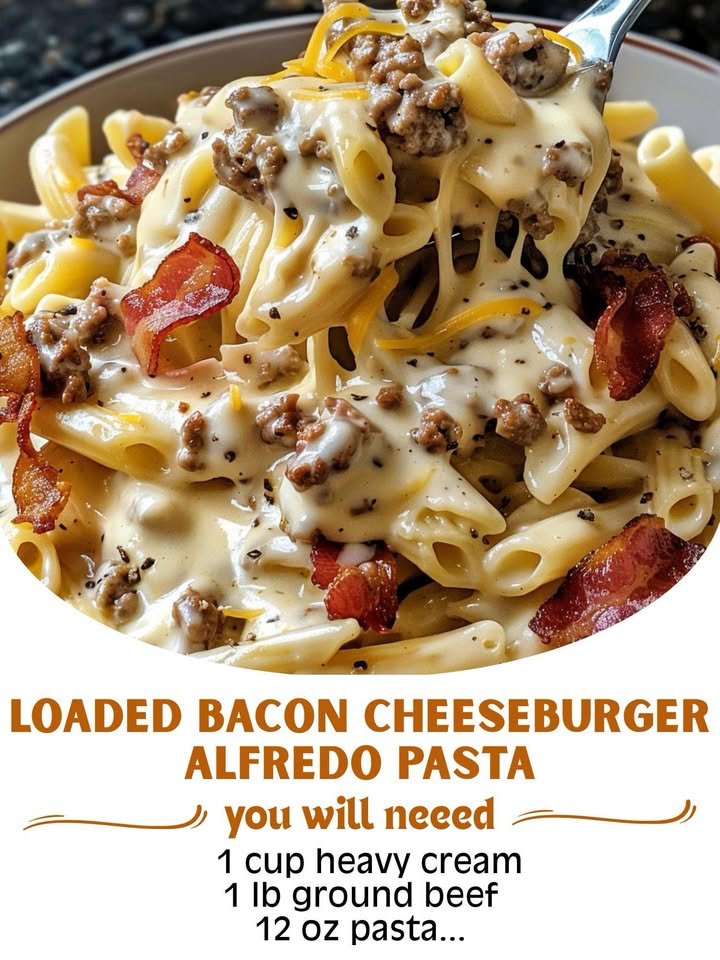 Loaded Bacon Cheeseburger Alfredo Pasta